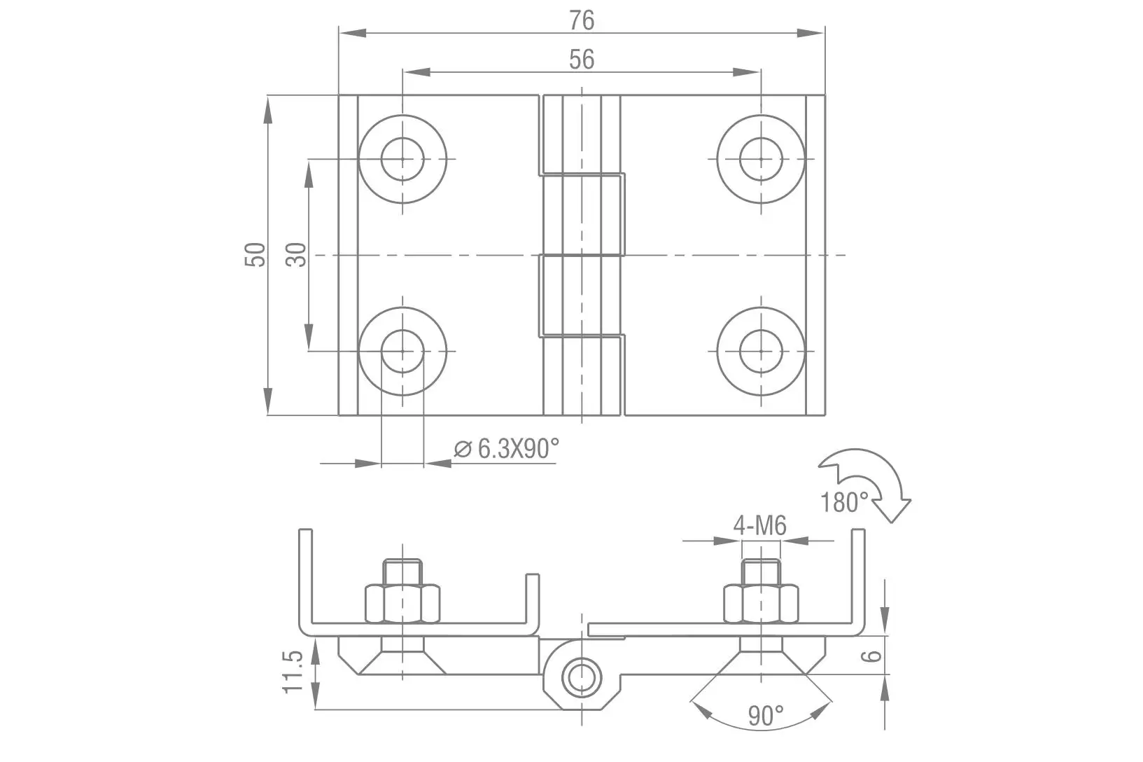 Накладная петля 4202-1152X серия 50x76