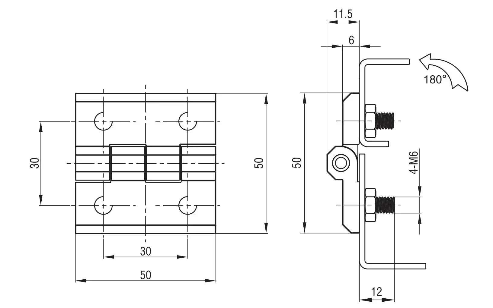 Накладная петля 4202-100X серия 50x50