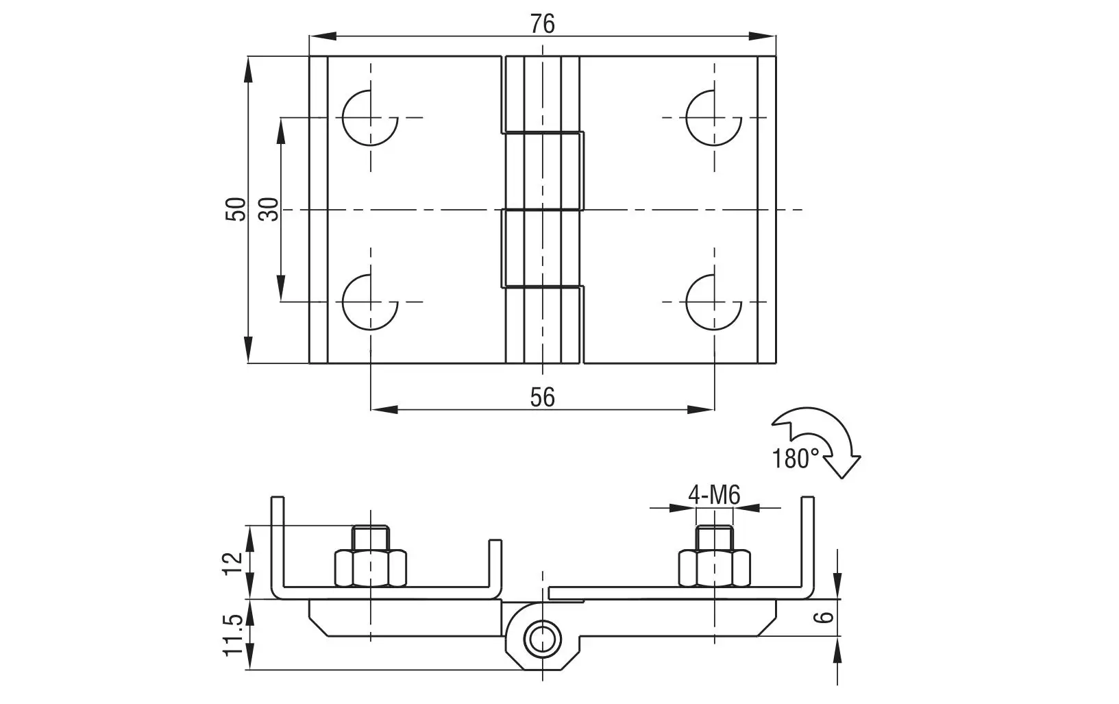 Накладная петля 4202-1152X серия 50x76