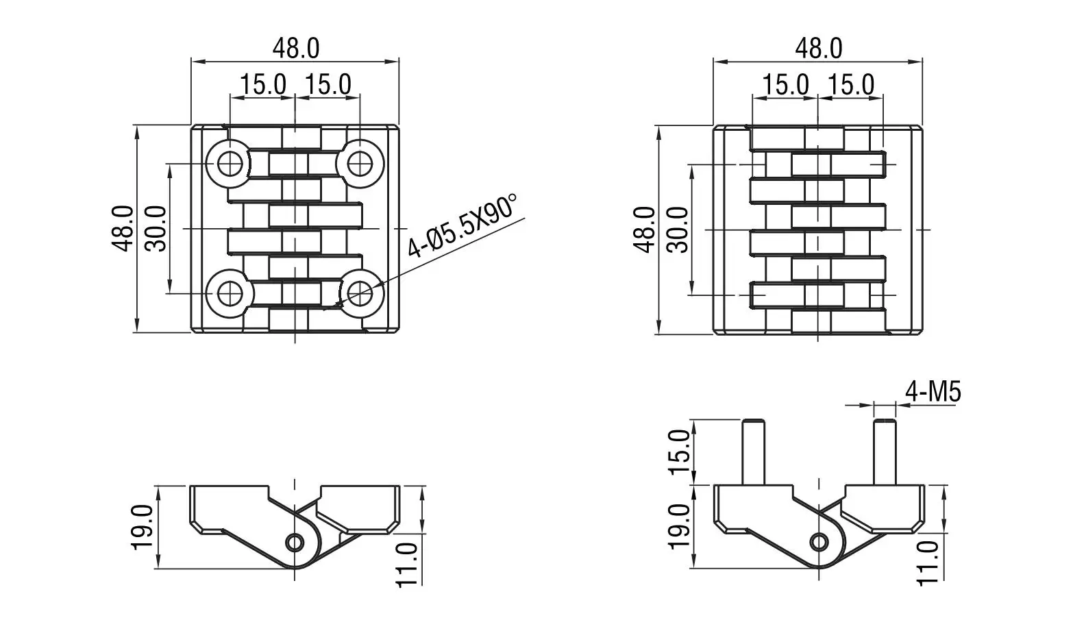 Петля накладная 4240 Small серия 48х48