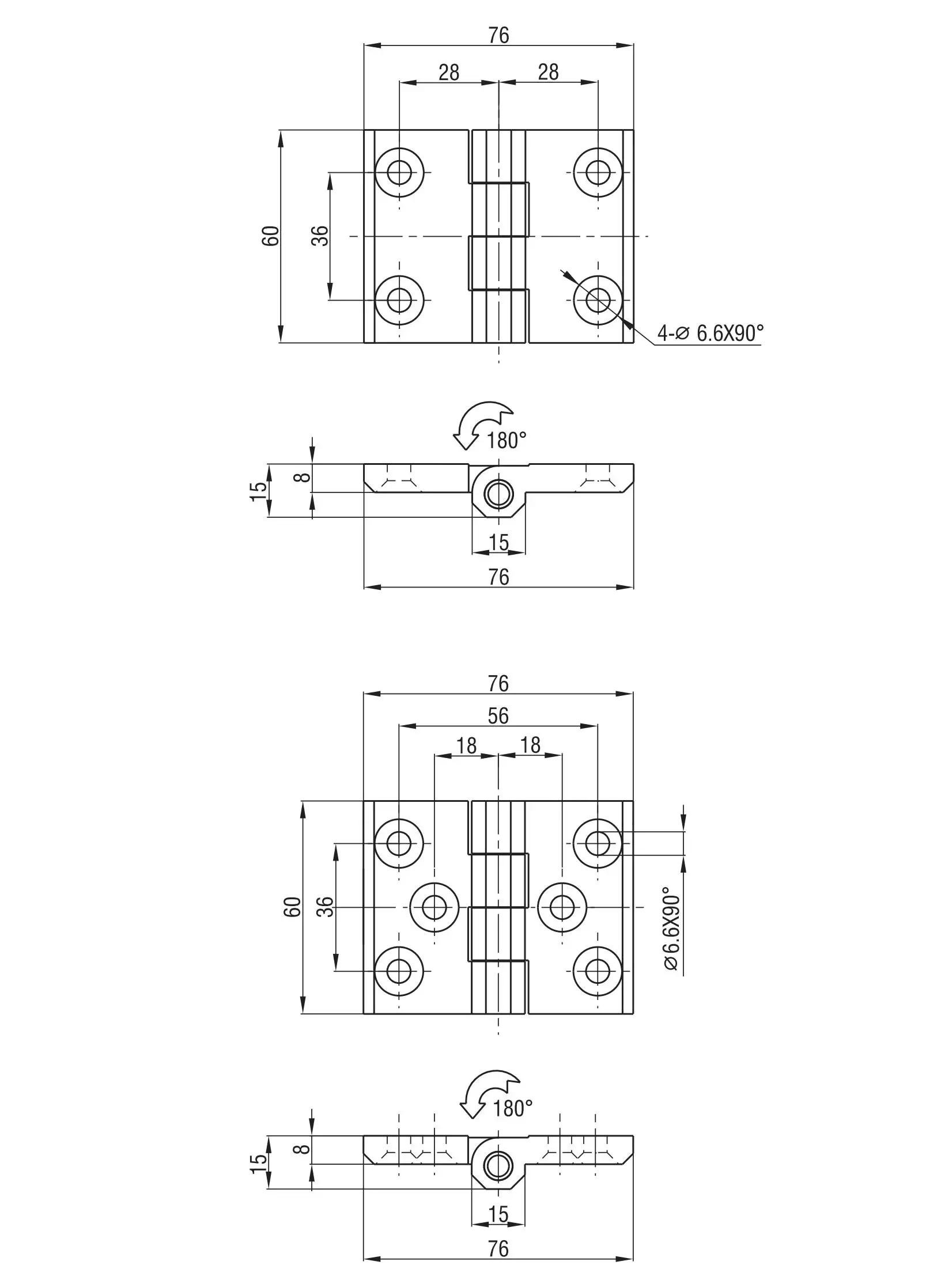 Накладная петля 4202-1352X серия 60x76