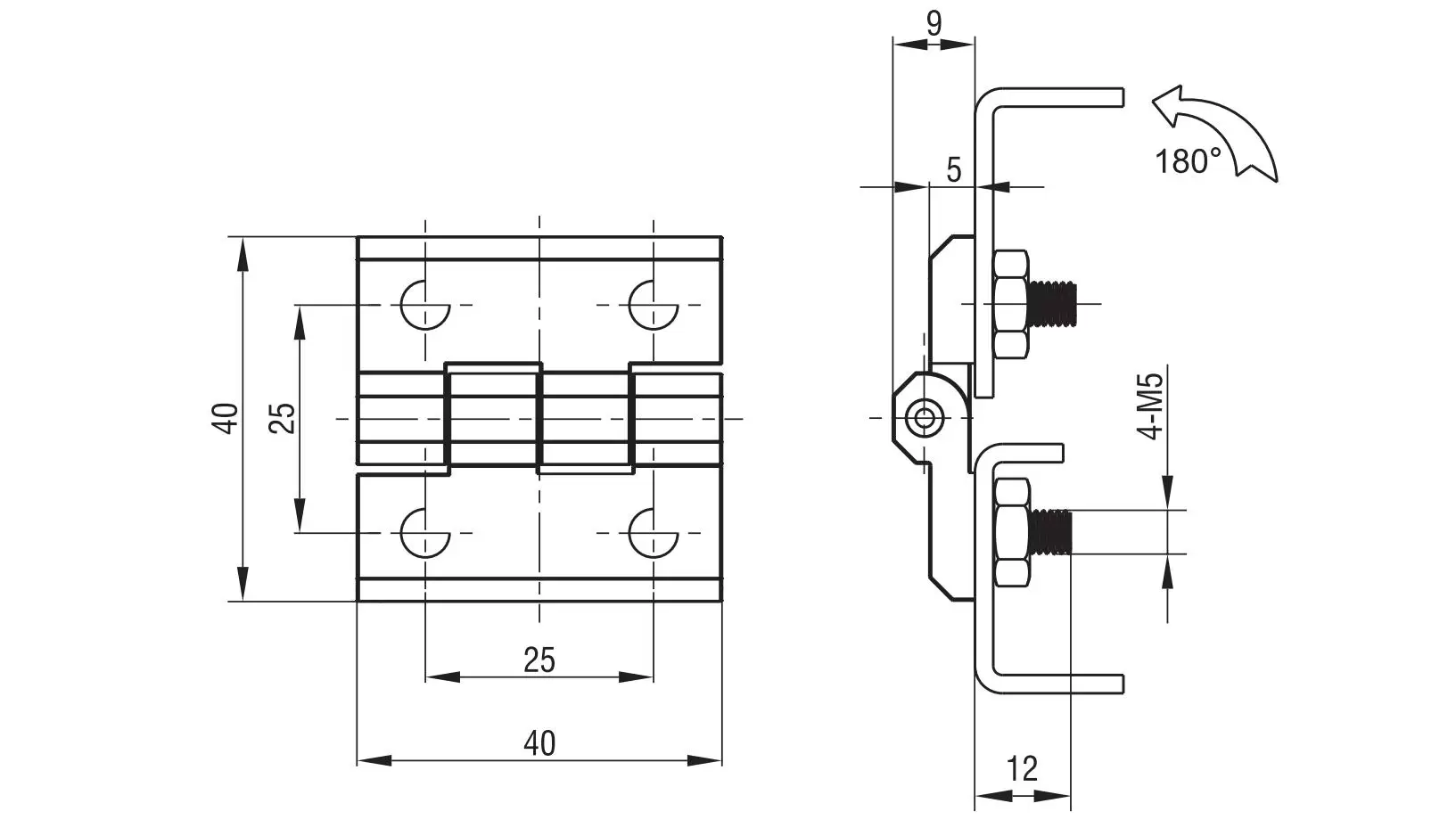 Накладная петля 4202-80X серия 40x40