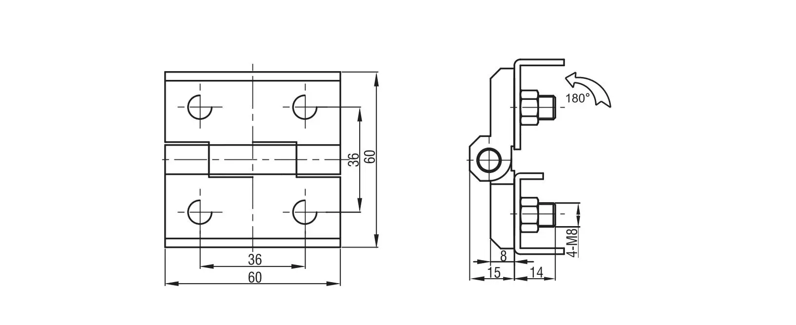 Накладная петля 4202-120X серия 60x60