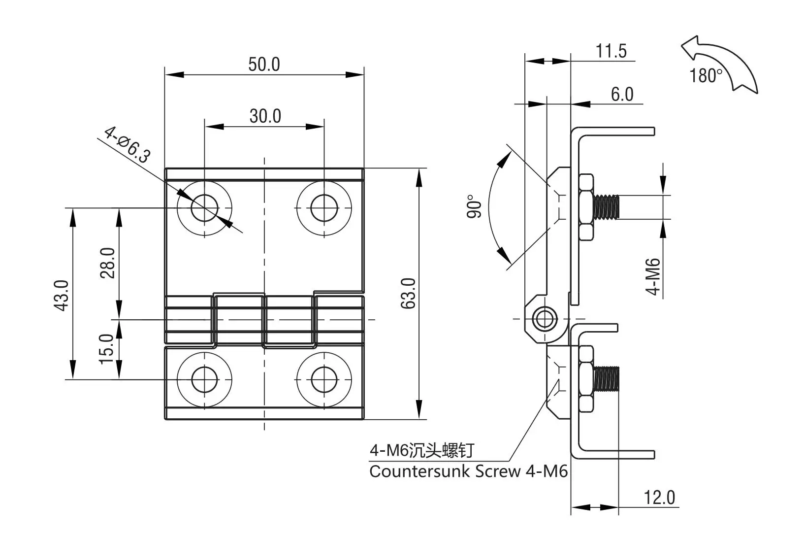 Накладная петля 4202-1126X серия 50x63
