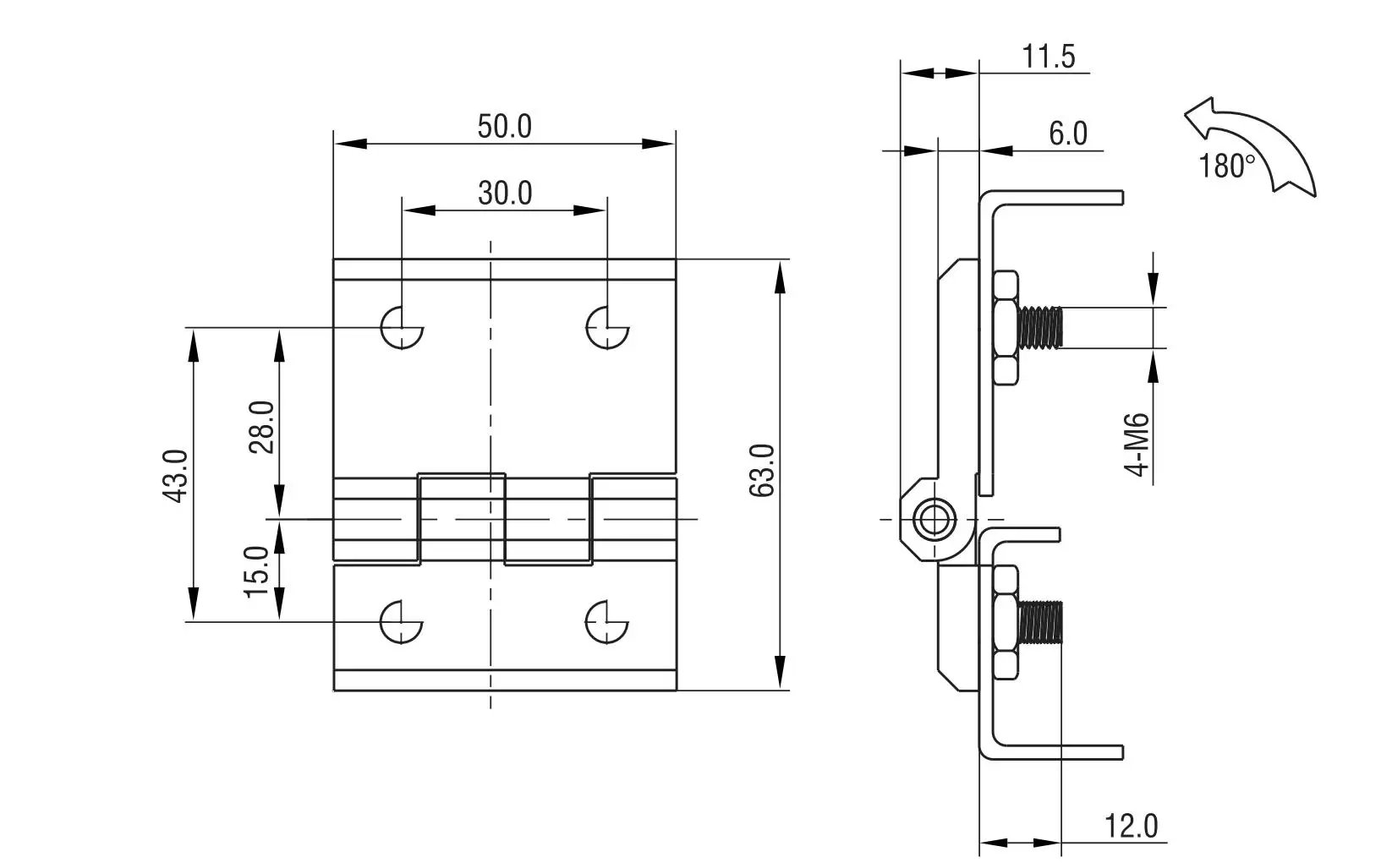 Накладная петля 4202-1126X серия 50x63