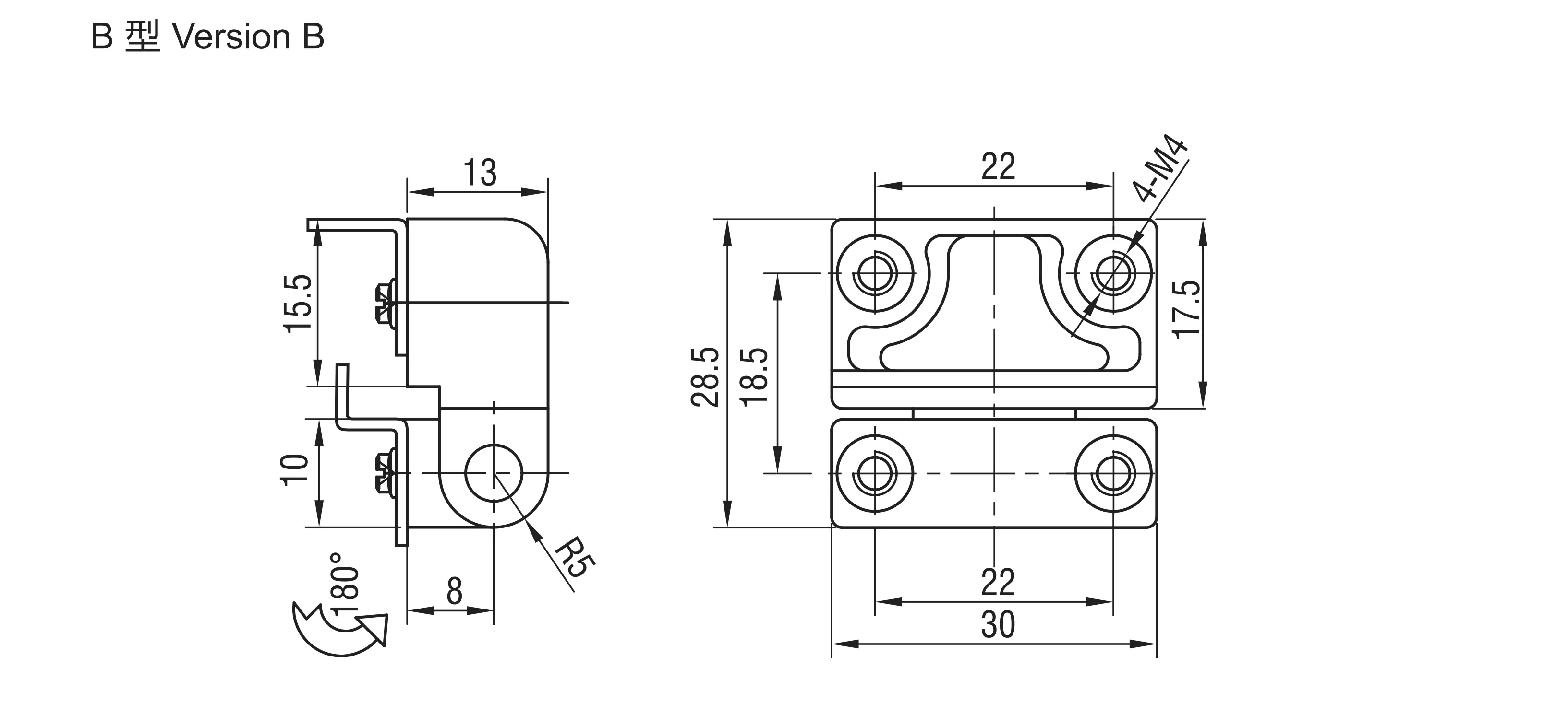 Петля угловая 4630-B серия 30X28.5